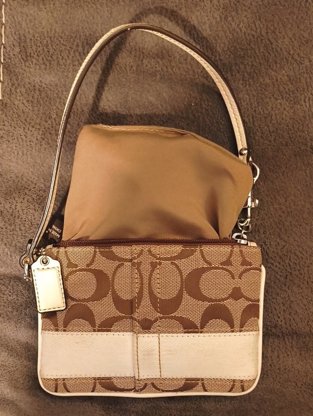 Coach Signature Canvas Wristlet in Brown and Cream - Picture 5 of 5